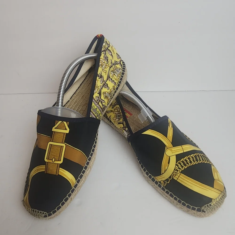 Respoke Eperon Chasse Navy Gold Hermes Espadrille 41